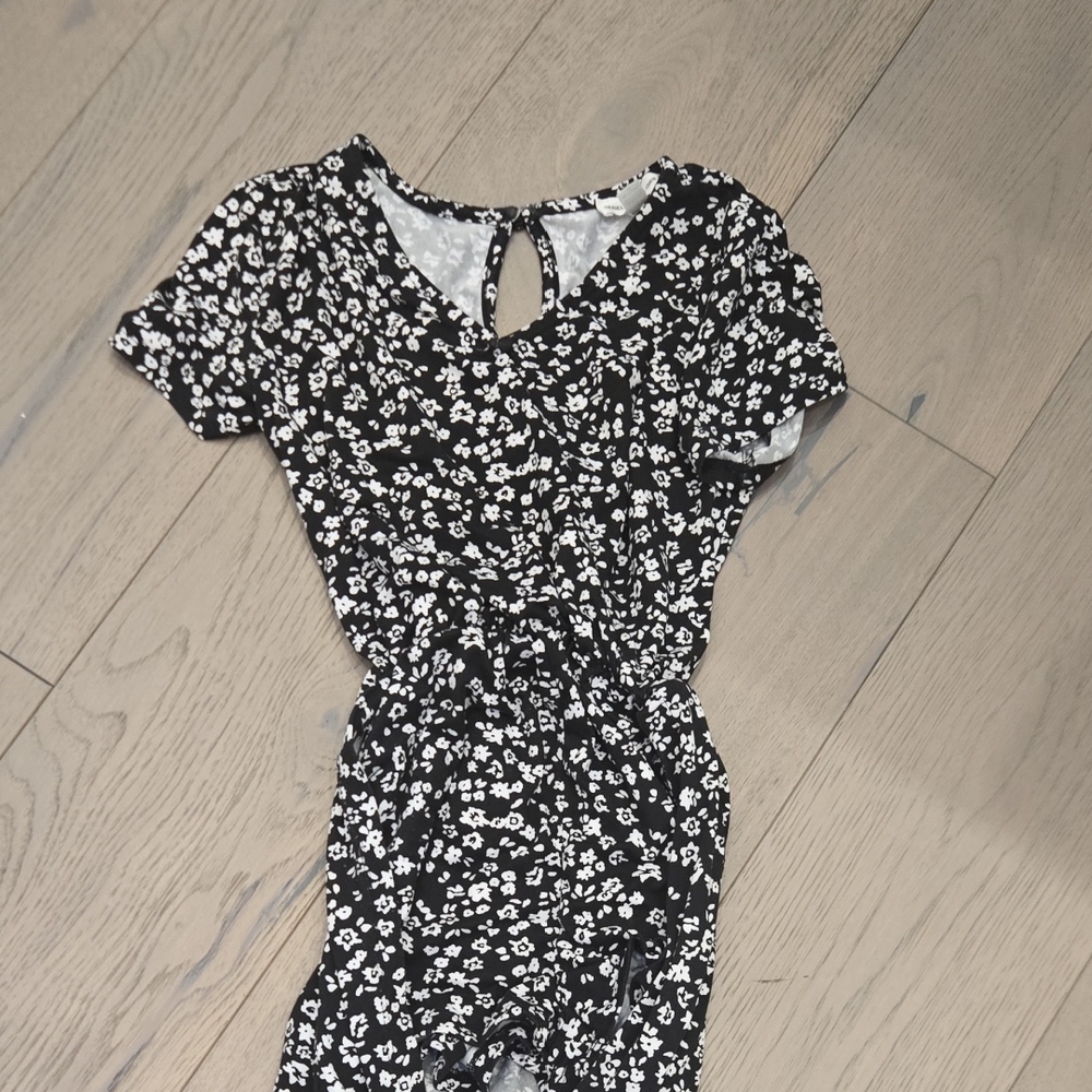 Black and White Floral Romper